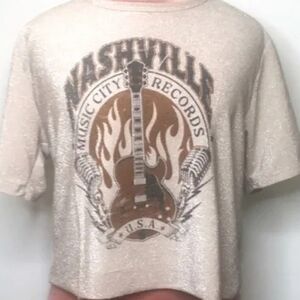 Staring at Stars Metallic Beige Sparkle Top